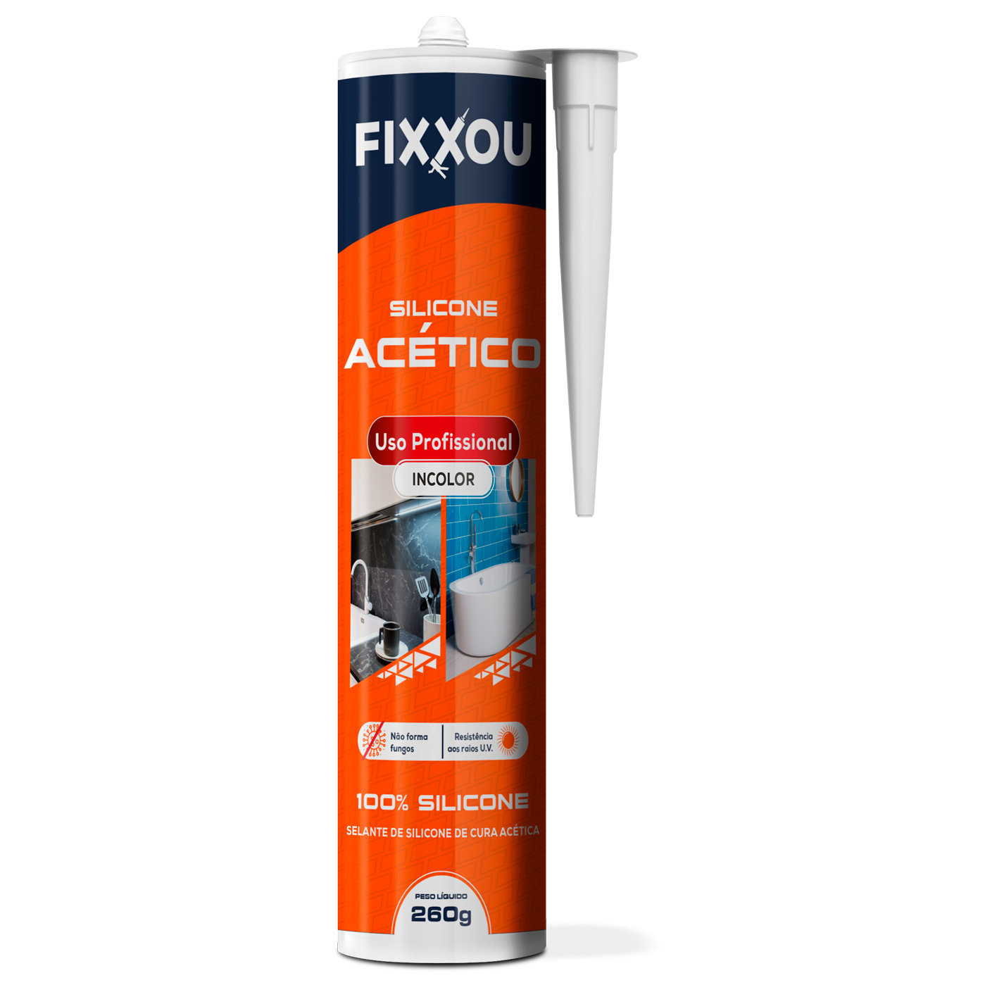 SILICONE ACÉTICO PROFISSIONAL FIXXOU